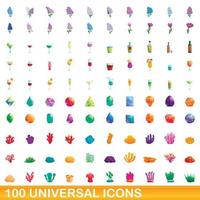 100 universele iconen set, cartoon stijl vector