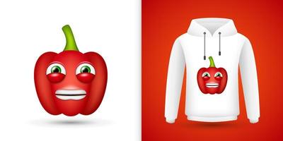 rode paprika op witte sweatshirt hoodie. vector