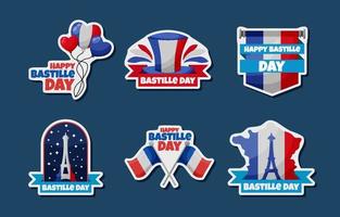 Bastille dag stickers set vector