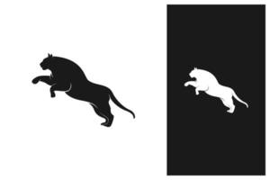 springende poema, tijger, jaguar, leeuw logo ontwerp silhouet vectorillustratie vector