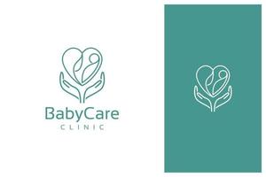 moeder en baby logo ontwerp vector in kaderstijl