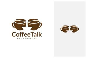 koffie praten logo ontwerp vector. koffiekopje en chat tekstballon icoon vector