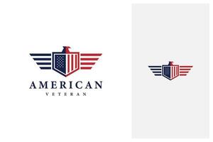 Amerikaanse veteraan schild patriottische nationale embleem logo ontwerp vector