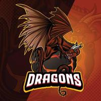 e-sport team logo sjabloon met draak vector