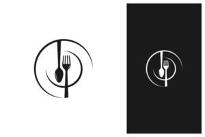 lepel vork en plaat vector pictogram symbool illustratie restaurant logo ontwerp