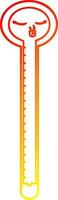 warme gradiënt lijntekening cartoon thermometer vector