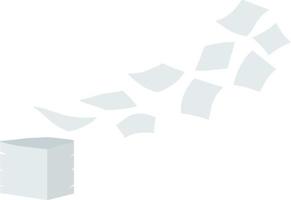 vliegende white paper-bestandsdocumenten. het element van het werken met letters op een witte achtergrond. cartoon vlakke afbeelding. kantoorafval achtergelaten vector