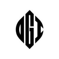 ogi cirkel letter logo ontwerp met cirkel en ellipsvorm. ogi ellipsletters met typografische stijl. de drie initialen vormen een cirkellogo. ogi cirkel embleem abstracte monogram brief mark vector. vector