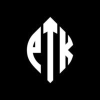 ptk cirkel letter logo ontwerp met cirkel en ellipsvorm. ptk ellipsletters met typografische stijl. de drie initialen vormen een cirkellogo. ptk cirkel embleem abstracte monogram brief mark vector. vector