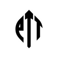 ptt cirkel letter logo ontwerp met cirkel en ellipsvorm. ptt ellipsletters met typografische stijl. de drie initialen vormen een cirkellogo. ptt cirkel embleem abstracte monogram brief mark vector. vector