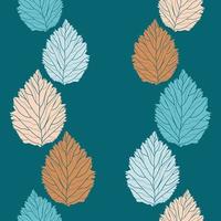mooie kleurrijke bladeren patroon ontwerp. goed voor prints, verpakking, textiel en stof. handgetekende achtergrond. botanische tegel. oppervlaktepatroon ontwerp. vector