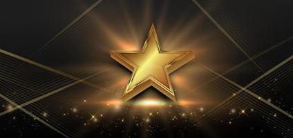 abstracte elegante ster goud met lichteffect diagonale scène schittering op zwarte achtergrond. sjabloon premium award ontwerp. vector