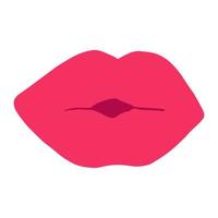 lippen met roze lippenstift icoon. mond illustratie hand getekend in cartoon-stijl vector