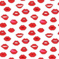 lippen met rode lippenstift naadloze patroon. mond illustratie hand getekend in cartoon-stijl vector