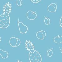 fruit naadloos patroon. voedsel met de hand getekend in doodle-stijl vector