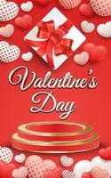 Valentijnsdag verkoop poster of banner met gif doos en liefje vector
