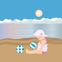 schattige baby op een strand vector