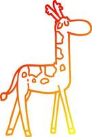 warme gradiënt lijntekening cartoon grappige giraf vector