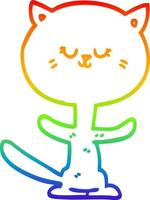 regenbooggradiënt lijntekening cartoon dansende kat vector