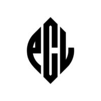 pcl cirkel letter logo ontwerp met cirkel en ellipsvorm. pcl ellipsletters met typografische stijl. de drie initialen vormen een cirkellogo. pcl cirkel embleem abstracte monogram brief mark vector. vector