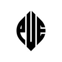 pve cirkel letter logo ontwerp met cirkel en ellipsvorm. pve ellipsletters met typografische stijl. de drie initialen vormen een cirkellogo. pve cirkel embleem abstracte monogram brief mark vector. vector