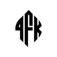 qfk cirkel letter logo ontwerp met cirkel en ellipsvorm. qfk ellipsletters met typografische stijl. de drie initialen vormen een cirkellogo. qfk cirkel embleem abstracte monogram brief mark vector. vector