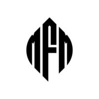 mfm cirkel letter logo-ontwerp met cirkel en ellipsvorm. mfm ellipsletters met typografische stijl. de drie initialen vormen een cirkellogo. mfm cirkel embleem abstracte monogram brief mark vector. vector