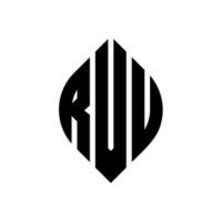 rvu cirkel letter logo ontwerp met cirkel en ellipsvorm. rvu ellipsletters met typografische stijl. de drie initialen vormen een cirkellogo. rvu cirkel embleem abstracte monogram brief mark vector. vector