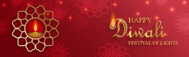 diya lamp met vuurverlichting voor diwali, deepavali of dipavali, het Indiase lichtfestival op gekleurde achtergrond vector