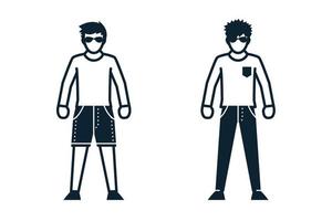 mensen, man, mode, kleding pictogrammen met witte achtergrond vector