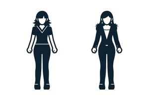 mensen, vrouwen, mode, kleding pictogrammen met witte achtergrond vector