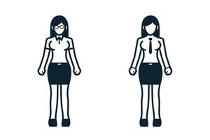 mensen, vrouwen, mode, kleding pictogrammen met witte achtergrond vector