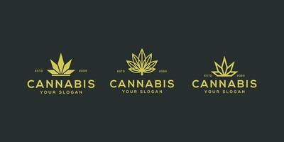 set van cannabis marihuana blad logo vector