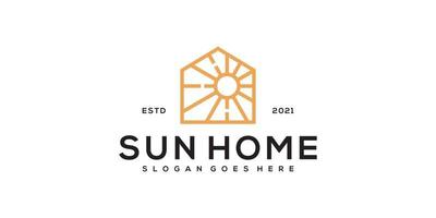 zon huizen logo vector design lijn