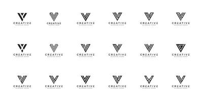 set van eerste letter v logo ontwerpsjabloon. vector