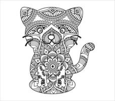 schattige kat mandala kleuren vector illustratie ontwerp.