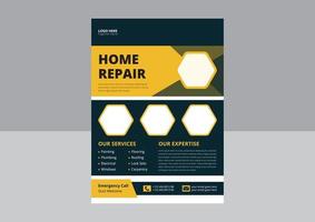 huis reparatie service folder sjabloon. klusjesman flyer sjabloon. huisreparatie flyer folderontwerp. vector