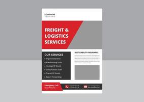 vracht logistieke diensten folder sjabloon. vervoer logistieke dienst flyer ontwerp. omslag, poster, folder, flyer ontwerp. vector