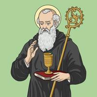 heilige benedict van nursia gekleurde vectorillustratie vector