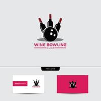 wijn en bowling logo met dubbele betekenis vector