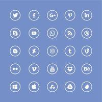 eenvoudige sociale media complete set pictogrammen vector