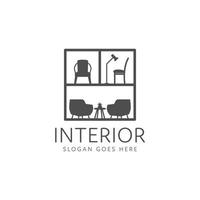 kamer decoratie interieur logo ontwerp vector