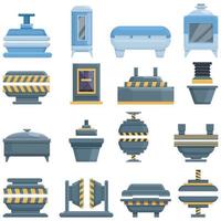 pers formulier machines iconen set, cartoon stijl vector