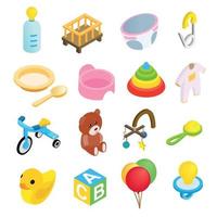 baby isometrische 3d icon set vector