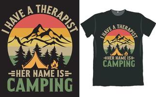 ik heb een therapeut haar naam is camping t-shirt ontwerp vector