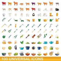 100 universele iconen set, cartoon stijl vector