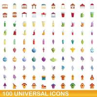 100 universele iconen set, cartoon stijl vector