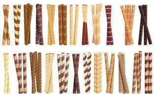 wafeltje rolt pictogrammen instellen cartoon vector. choco stick vector