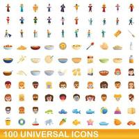 100 universele iconen set, cartoon stijl vector