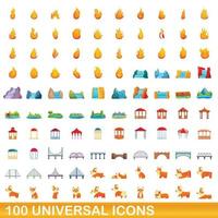 100 universele iconen set, cartoon stijl vector